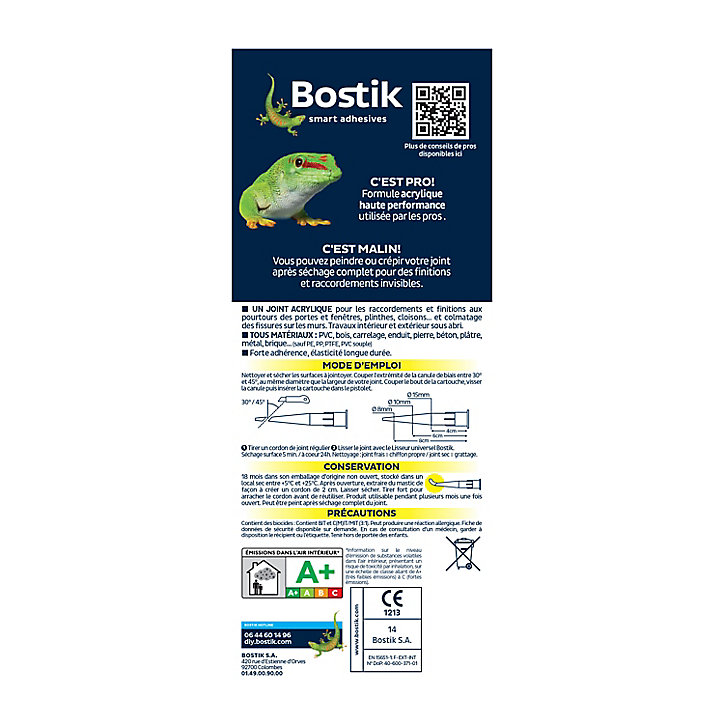Mastic d’étanchéité spécial maçonnerie et portes acajou Bostik Joint Parfait tous matériaux, cartouche de 280 ml