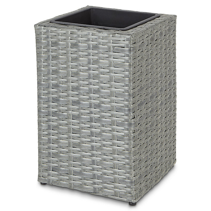 Pot carré plastique Blooma Sulana effet rotin gris 30 x 30 x h.45 cm