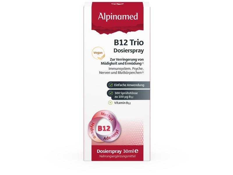 Alpinamed B12 Trio Dosierspray 30 ml Vegane Nahrungsergänzungsmittel mit 3 hochdiesierten Vitamin B12 - Verbindung