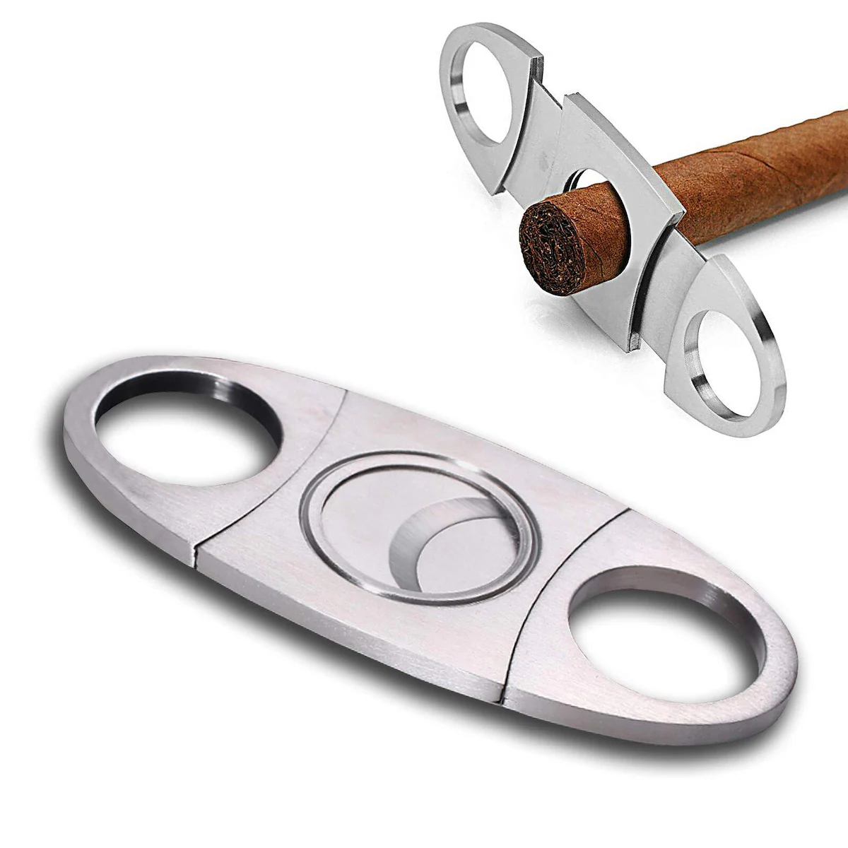 Sigarkutter med dobbelt blad i rustfritt stål