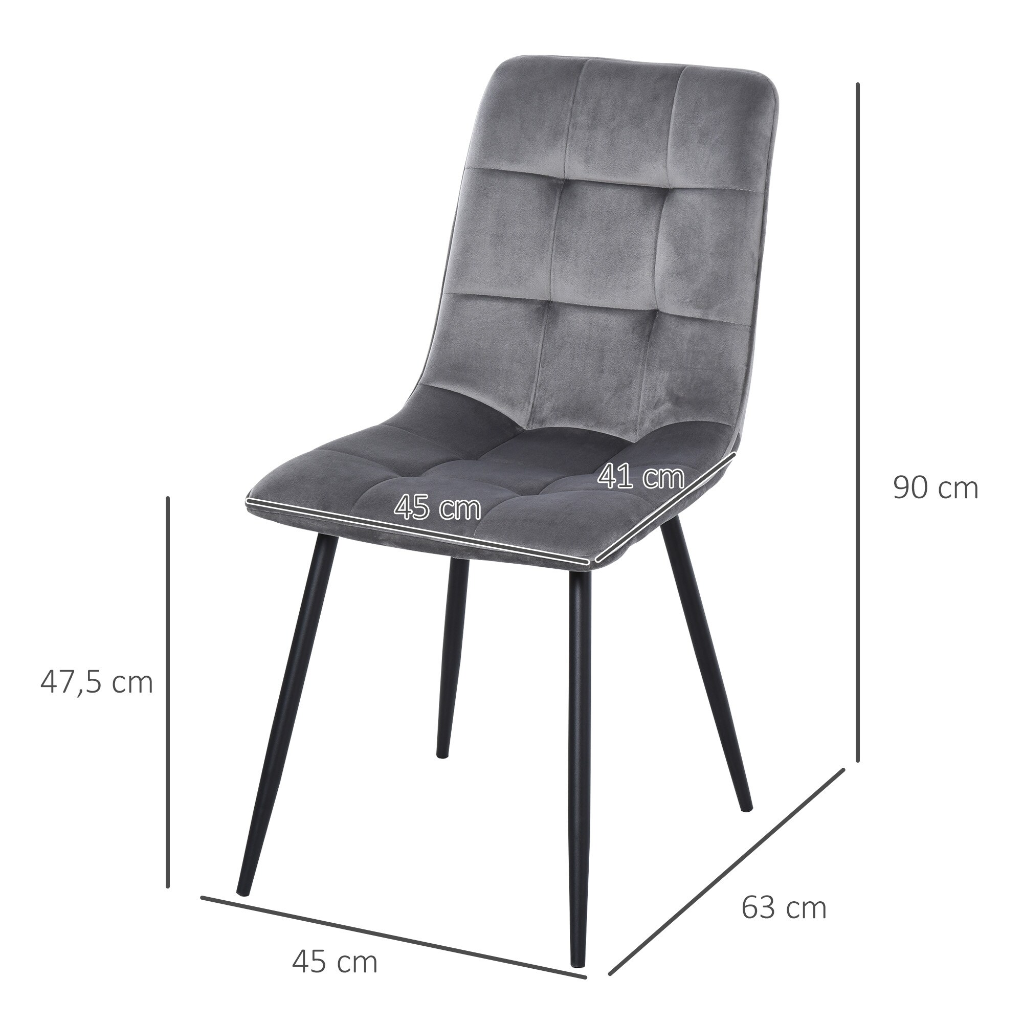 HOMCOM Esszimmerstuhl 2er-Set bunt 45B x 63T x 90H cm