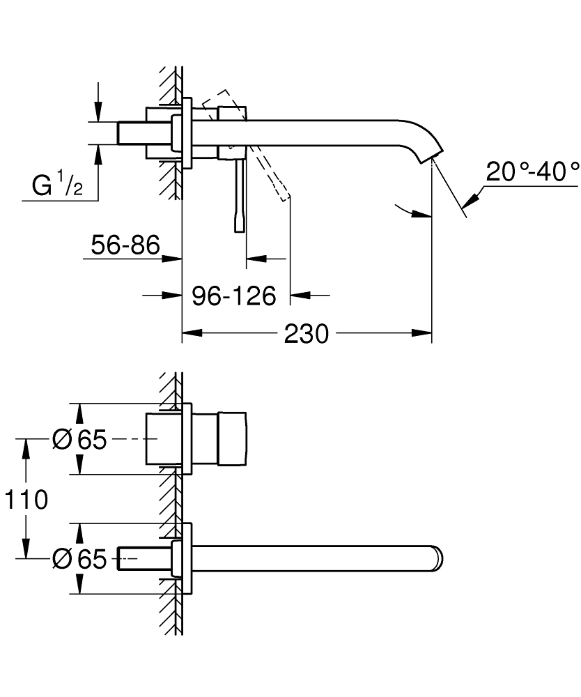 Grohe Essence New inbouw wastafelkraan L-size cool sunrise