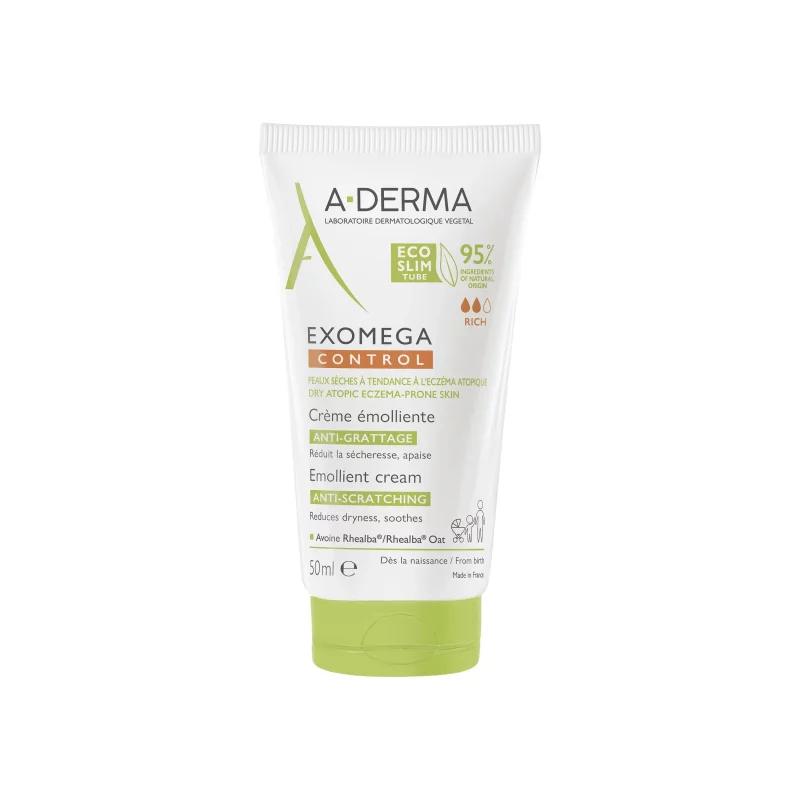 Exomega Control - Crème émolliente anti-démangeaisons - Peaux sèches à tendance à l'eczéma atopique - 50ml