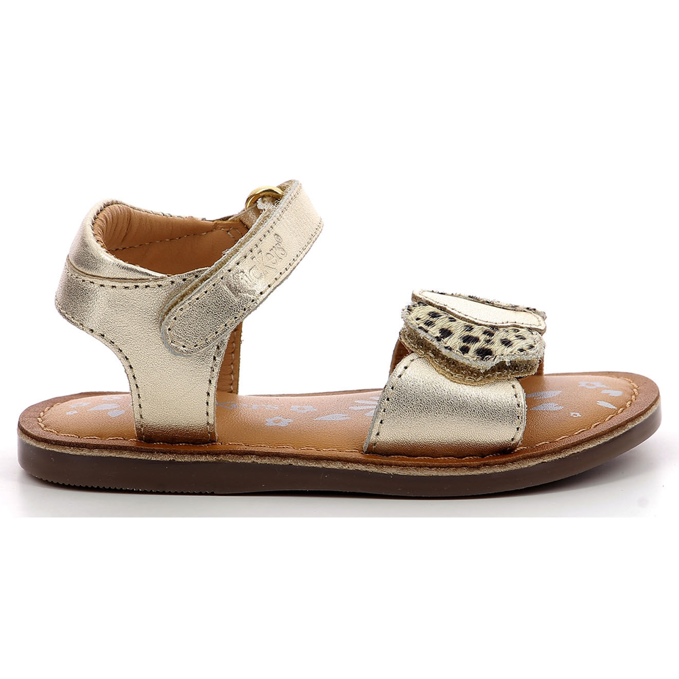 Kickers Sandales en Cuir Dyastar doré/pony