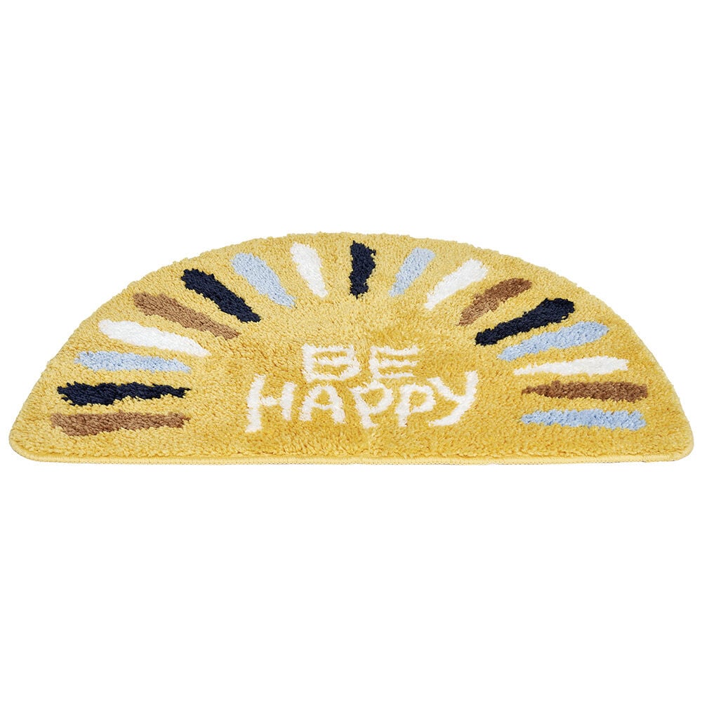 Tapis salle de bain demi lune jaune Be Happy microfibre 50x70cm