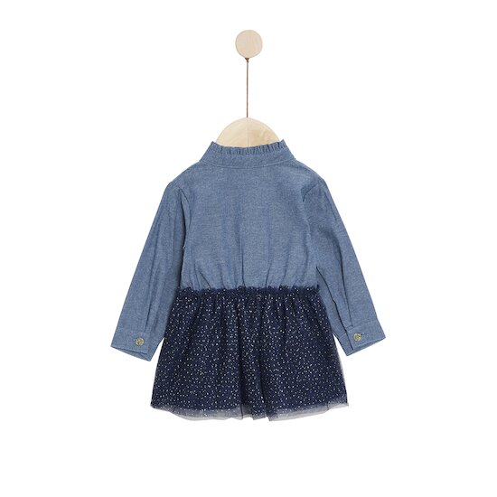Bleu Ballerine Robe manches longues bi-matière   Blue Bastille        de               Marèse