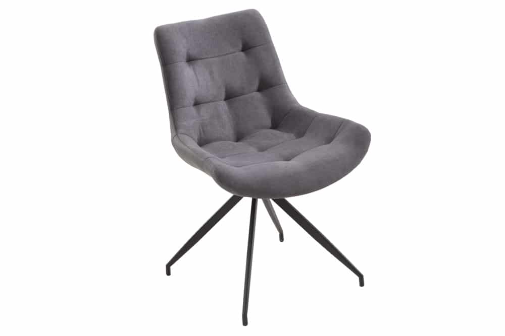 Design Stuhl DIVANI hellgrau Metallgestell schwarz im Retro Stil