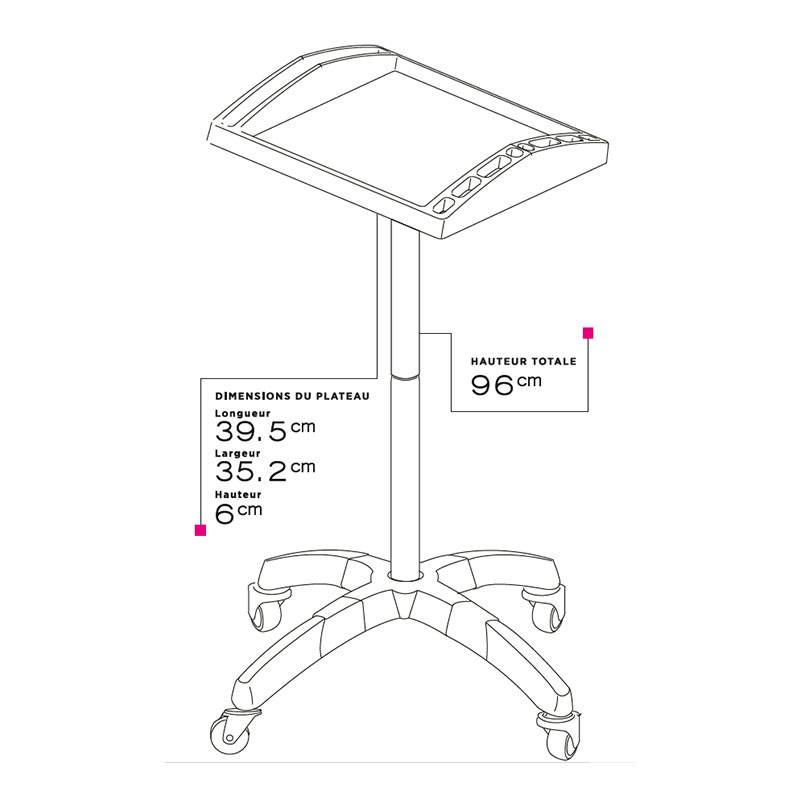 Table de service plateau Grise transparente 39.5x32.5x6cm