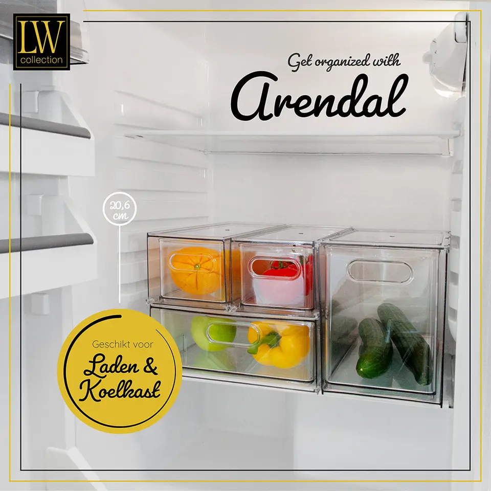 LW Collection Voorraadbakken met lades 4 stuks koelkast