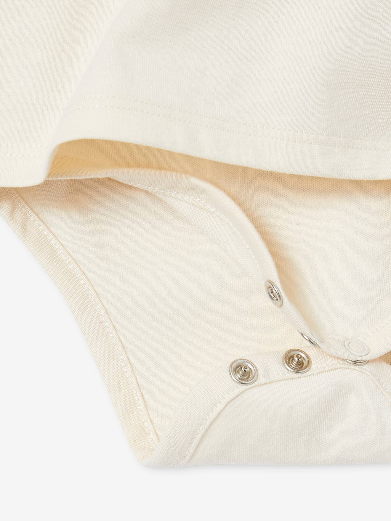 Body de manga comprida para bebê, branco-creme