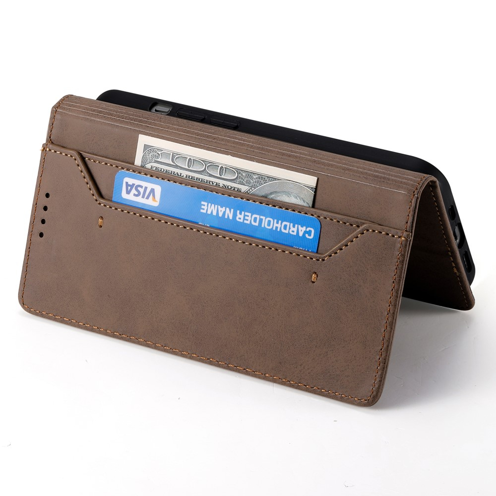 Samsung Galaxy S25 Edge Leder Tasche Flip Wallet Etui mit Kartenfächern (RFID Schutz) - Braun