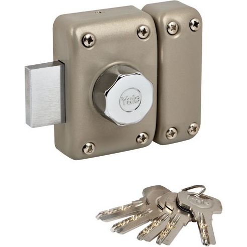 Verrou à bouton et cylindre 5 goupilles -  D23 mm - L : 40 mm -  4 clés - b