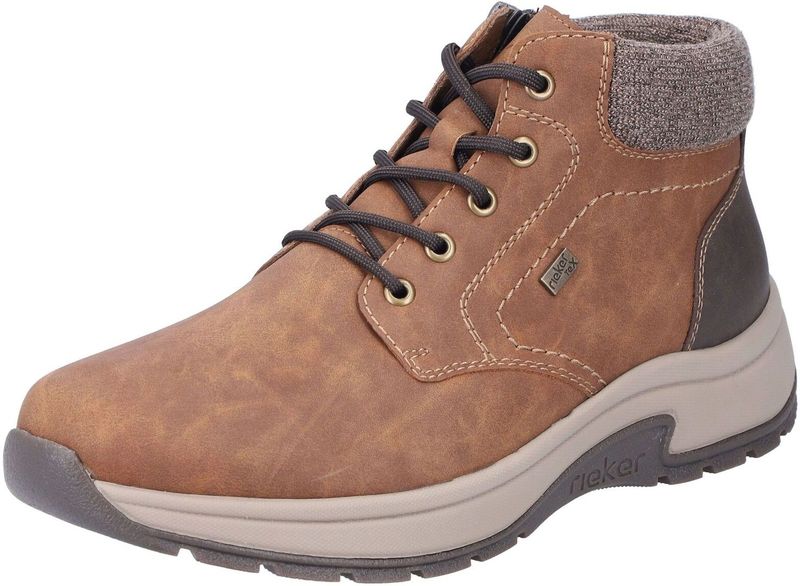 Rieker - Casual Enkelhoge Laarzen - Bruin - Synthetisch Leer - Vetersluiting