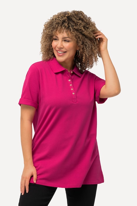 Poloshirt, Piqué, Polokragen, Samt-Knopfleiste, Halbarm