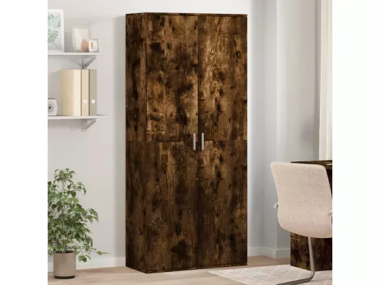 Buffet haut chêne fumé 80x35x180 cm bois d'ingénierie