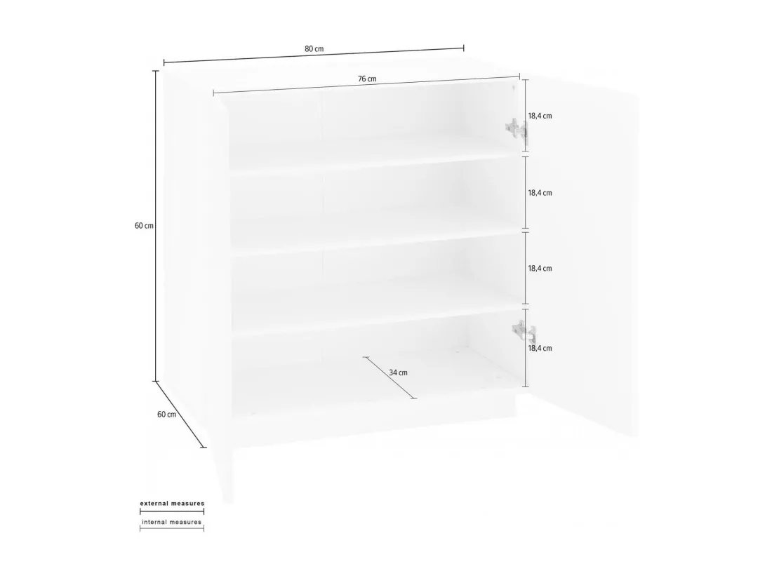 Étagère à chaussures Dfogl, Armoire polyvalente avec 2 portes, Étagère à chaussures d'entrée, 100% Made in Italy, 80x38h86 cm, Blanc brillant