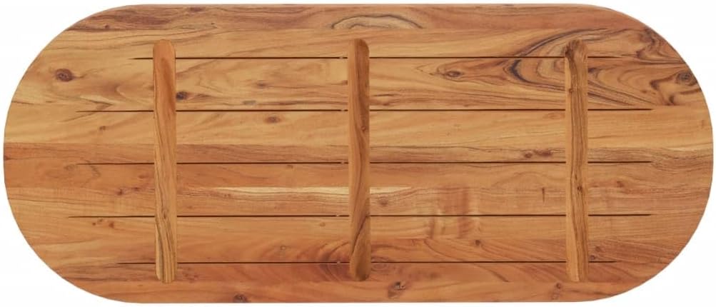 vidaXL Tischplatte, Holzplatte Holztischplatte Oval, Möbelplatte Platte für Beistelltisch Bartisch, Massivholzplatte Schreibtischplatte Ersatzplatte, 120x50x3,8cm Massivholz Akazie