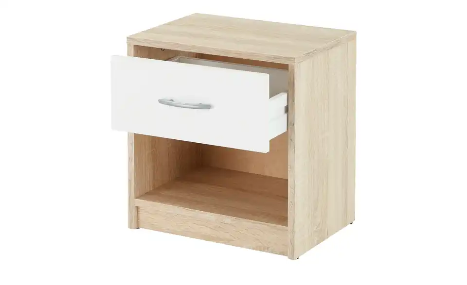 Nachtschrank 1 Schubkasten Pepe  Eiche Sonoma (Nachbildung), Weiß 1 Stück
