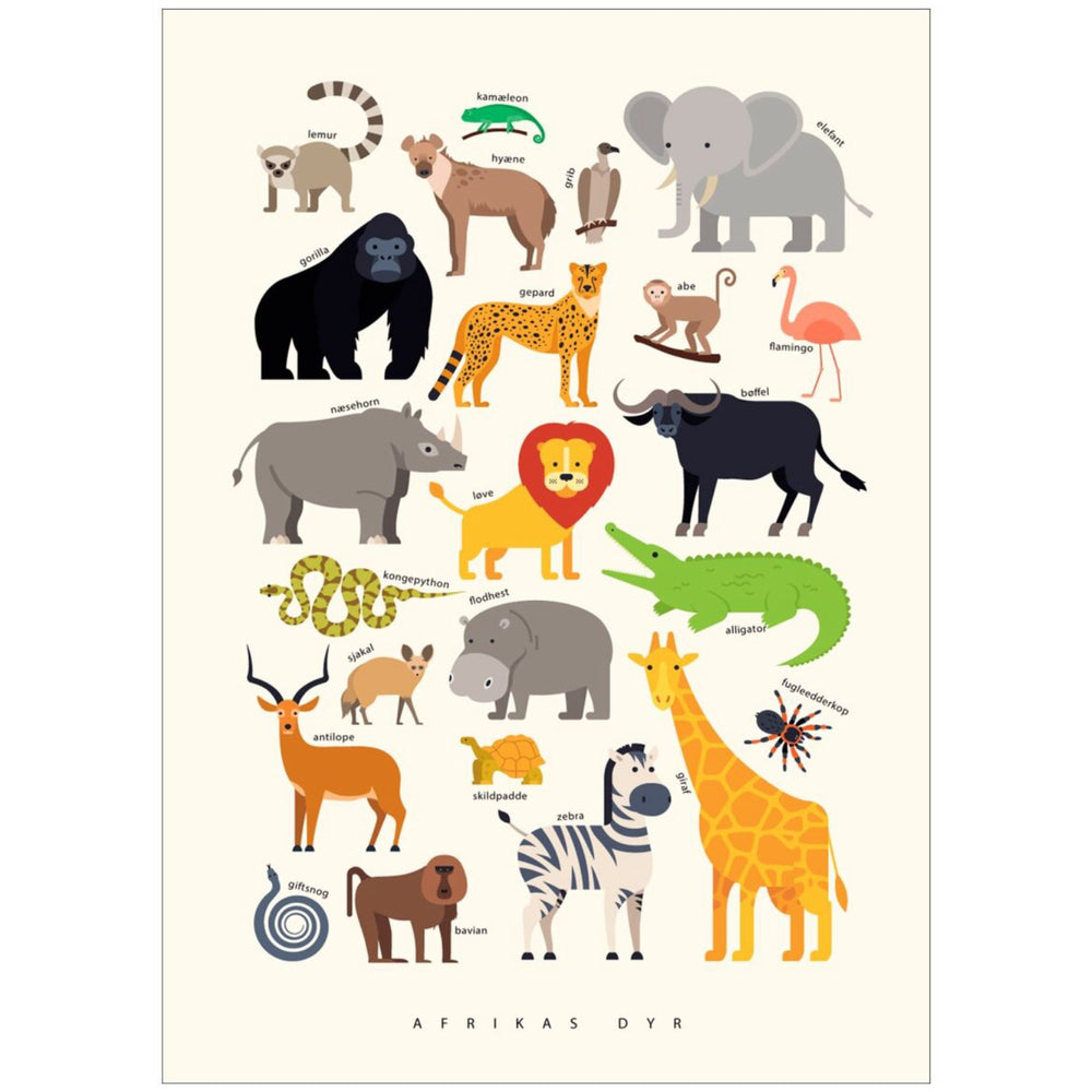 Køb Poster & Frame Citatplakat - Afrikas Dyr – Børneplakat