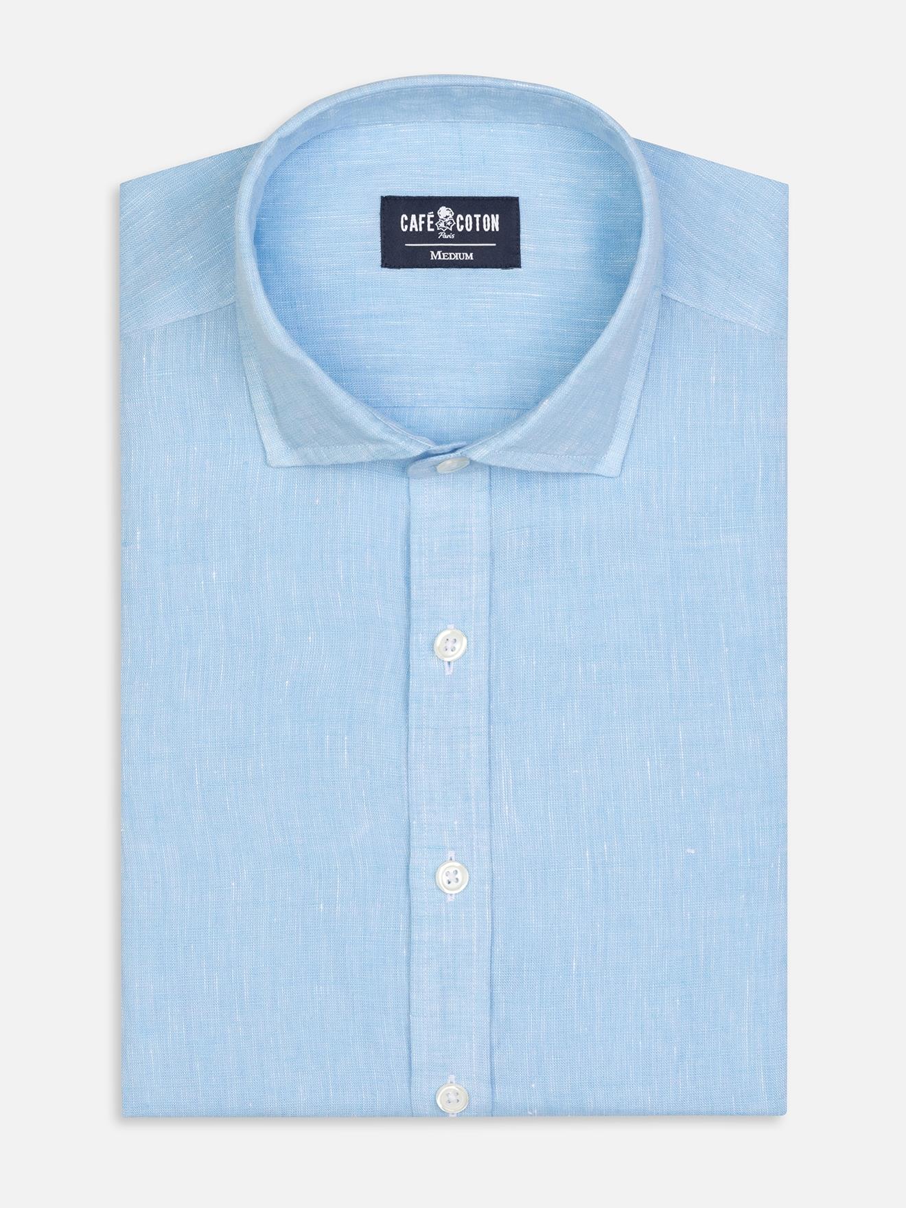 Chemise Olaf en lin turquoise