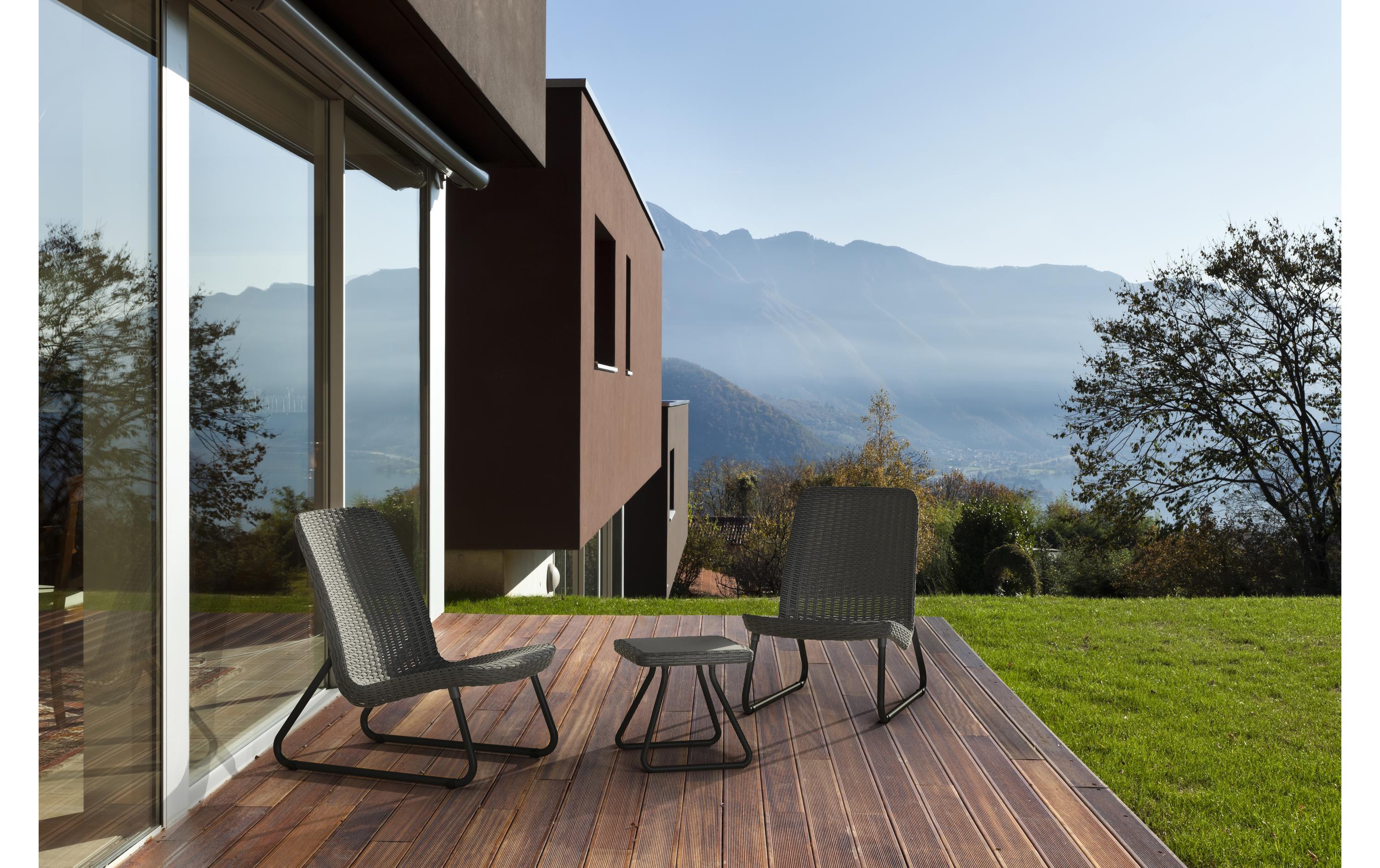 Balkonset Rio Patio, Graphitc, 2 Sitzplätze<br>Balkongarnitur aus zwei Stühlen und einem Tisch