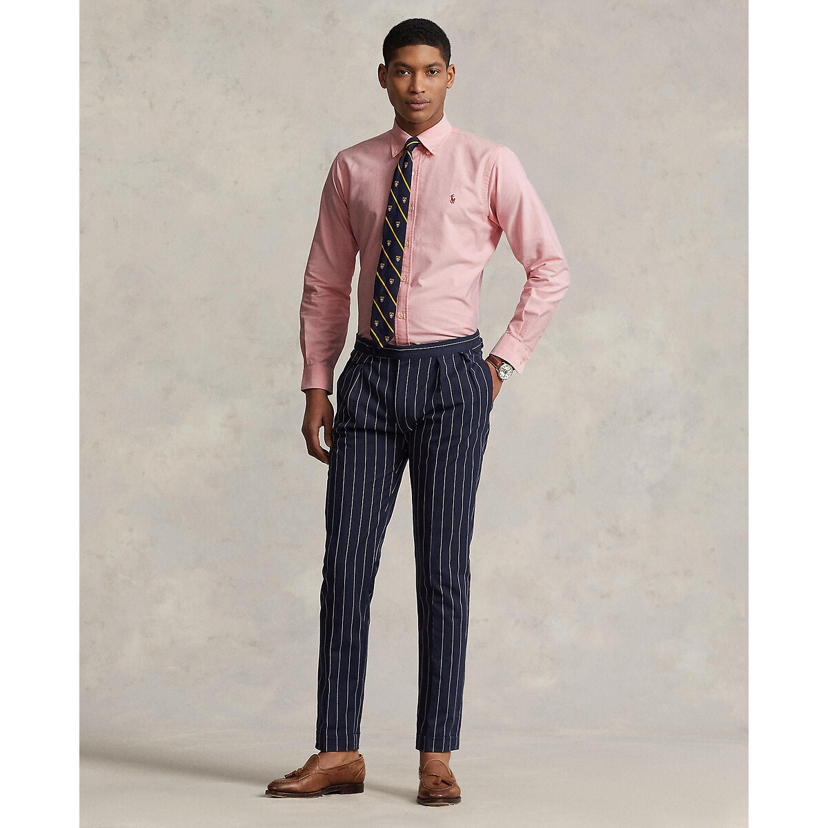 POLO RALPH LAUREN<br>Camisa Oxford ajustada, logotipo bordado