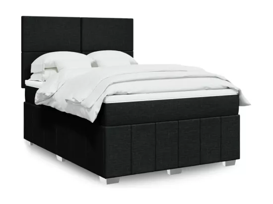 Sommier à lattes de lit avec matelas Noir 140x190 cm Tissu