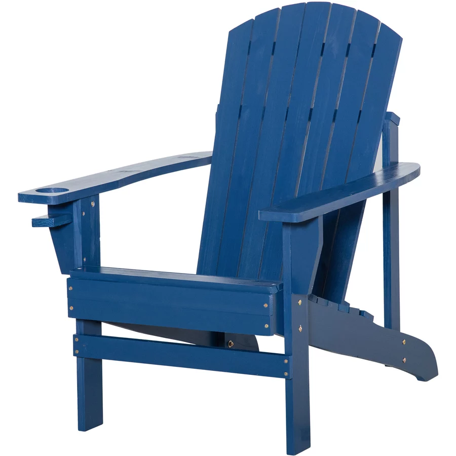 Outsunny Gartenstuhl aus Massivholz blau
