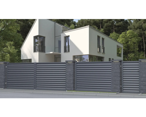 Dubbele poort POLBRAM Klaudia poortset incl. palen 300 x 120 cm antraciet