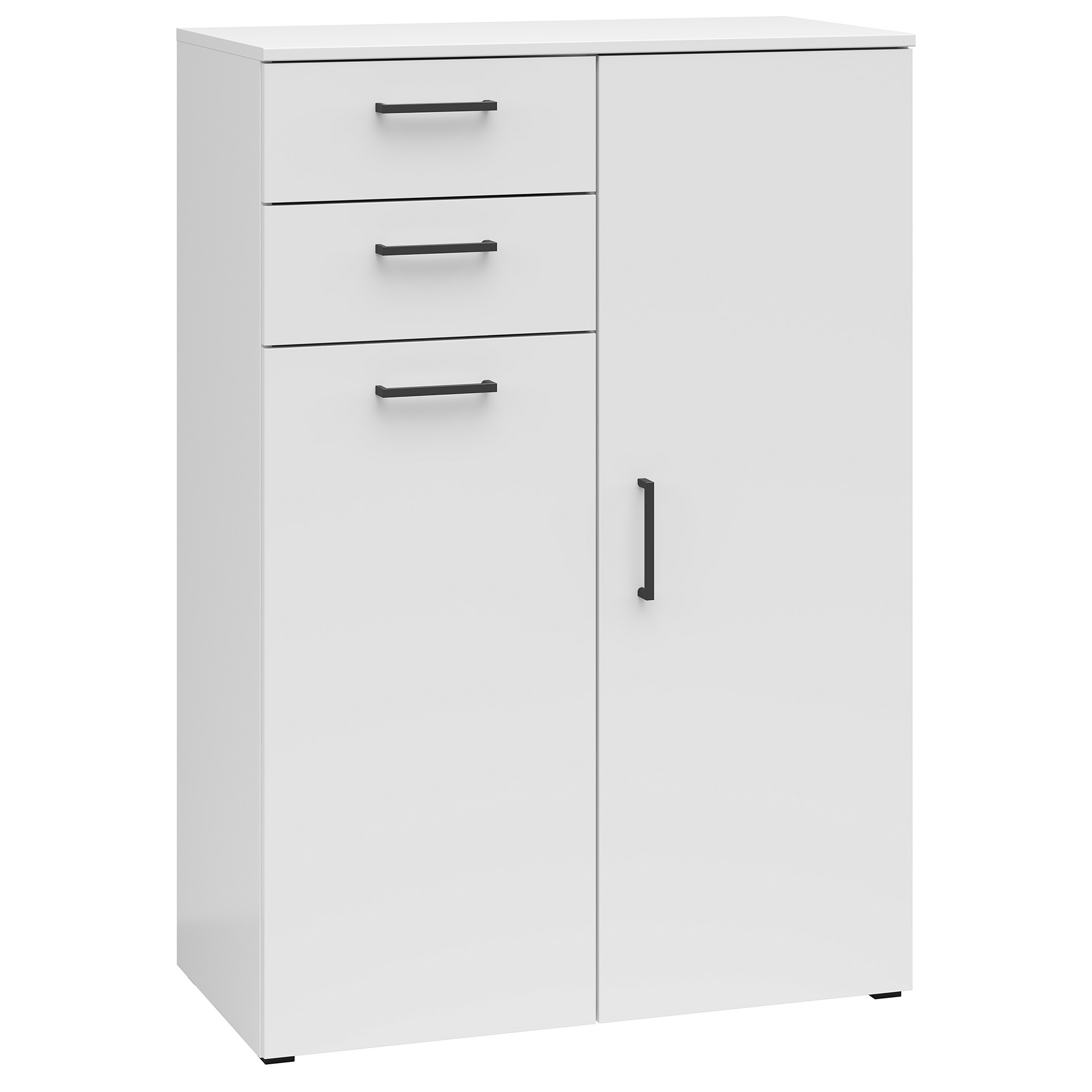 Kommode - weiß - 2 Türen - 2 Schubkästen - 80 cm