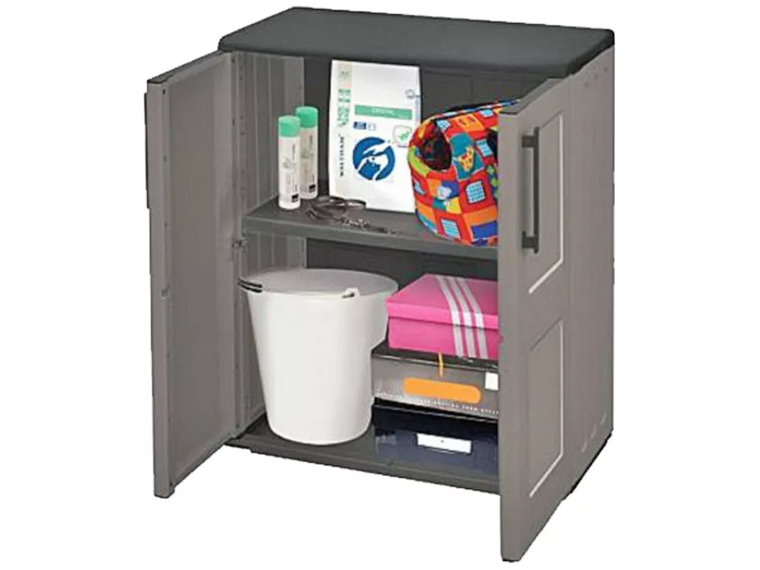 Armoire en matériau écologique et recyclable, avec charnières en acier et étagères réglables, 680 x 370 x 840 mm