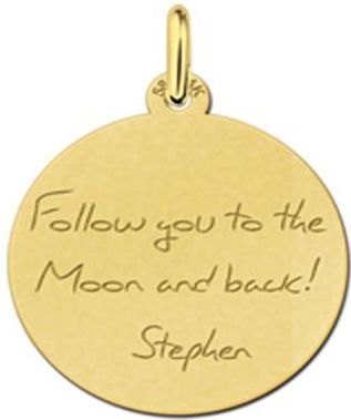Gouden Ronde Hanger van met Tekst Gravering Names4ever