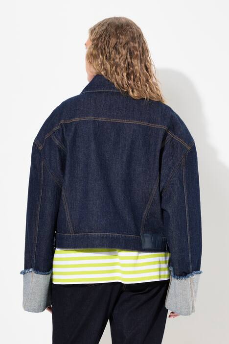 Jeansjacke, Stretchdenim, Ärmelaufschlag, Hemdkragen, dark blue denim