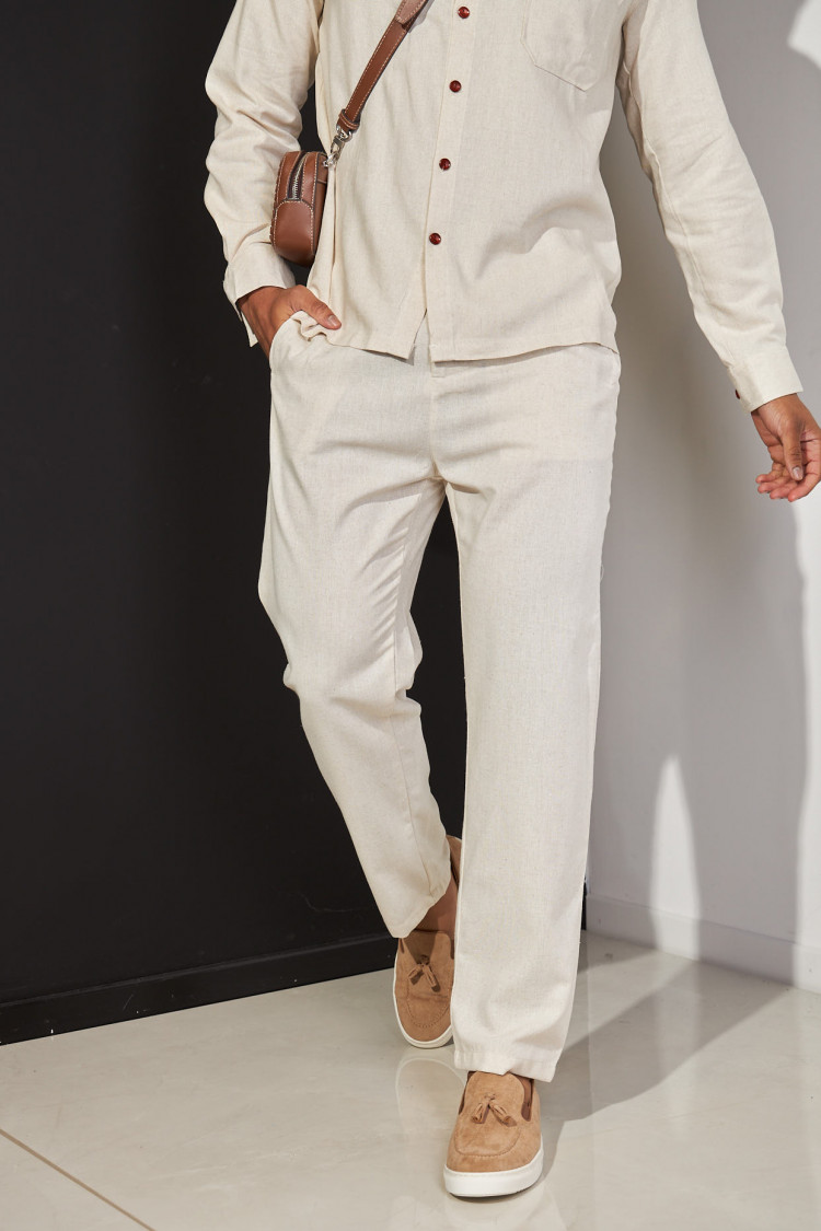 Pantalon en lin beige
