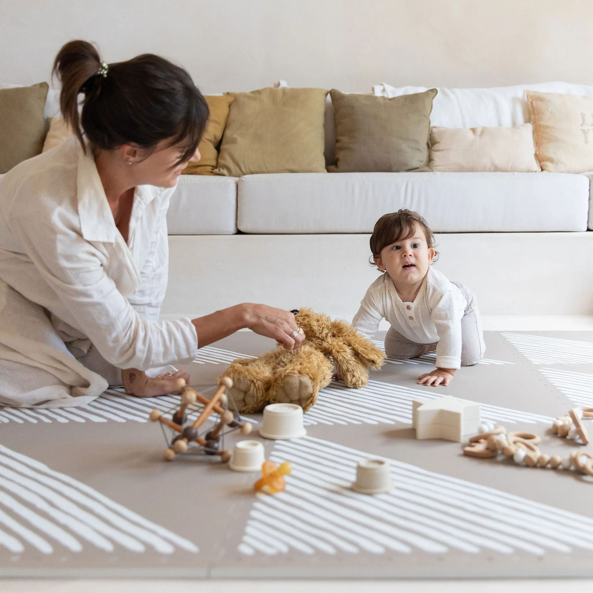 Toddlekind Tapis d'Activité - Collection Sandy Lines Tan