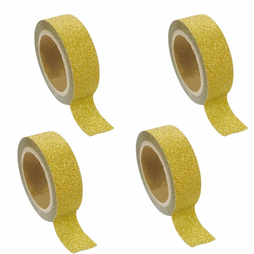 4 masking tapes à paillettes 1,5 cm x 5 m - doré