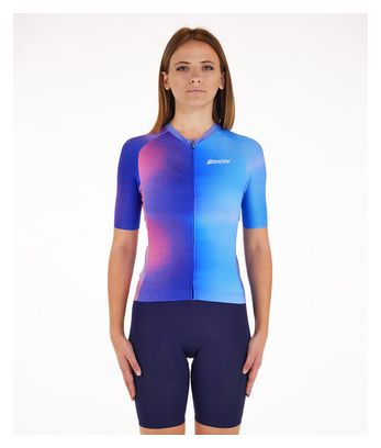 Maillot Manches Courtes Unisexe Santini Ombra Eco Micro Turquoise