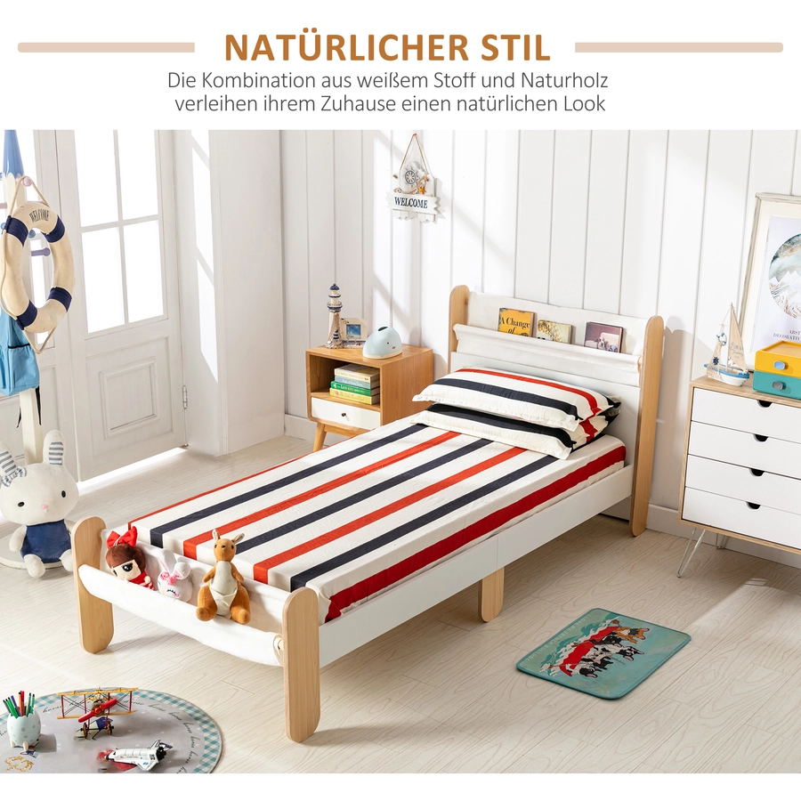 HOMCOM Kinderbett mit Kinderfreundlichem Design bunt