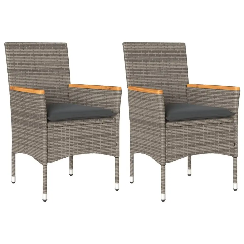 vidaXL - Tuinstoelen - Kussens - Grijs - Poly rattan - 2 stuks