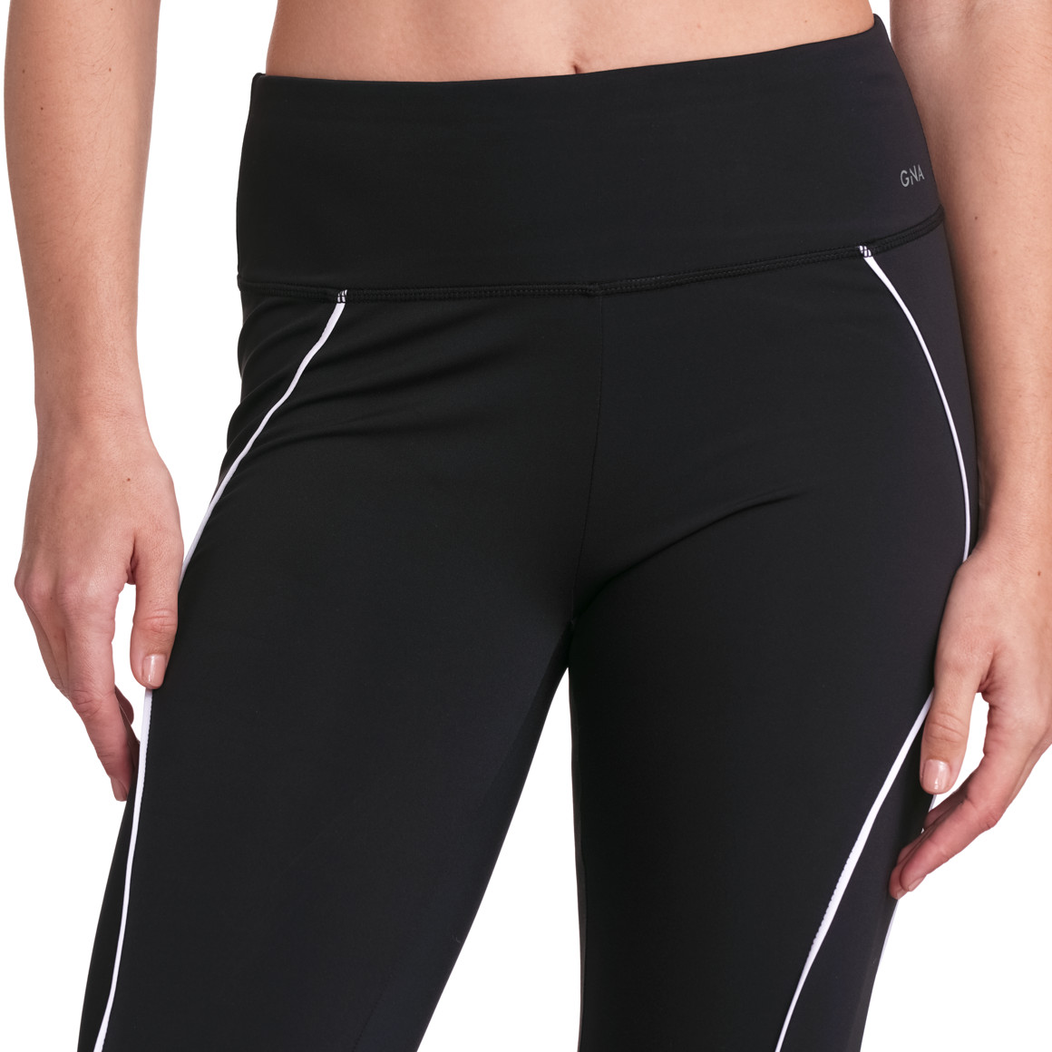 Gina Sports Damen Sport-Leggings mit Kontrastpiping schwarz