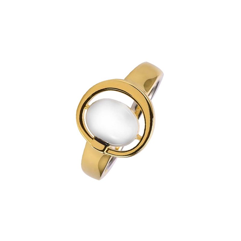Bague Argent Doré Alice Pierre Nacre Blanche