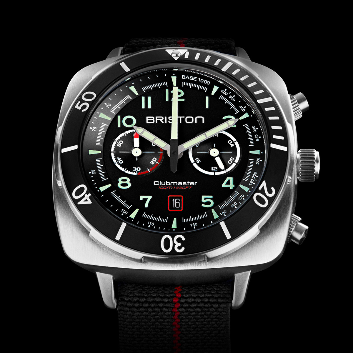 Montre BRISTON clubmaster outdoor homme bracelet tissu bleu marine