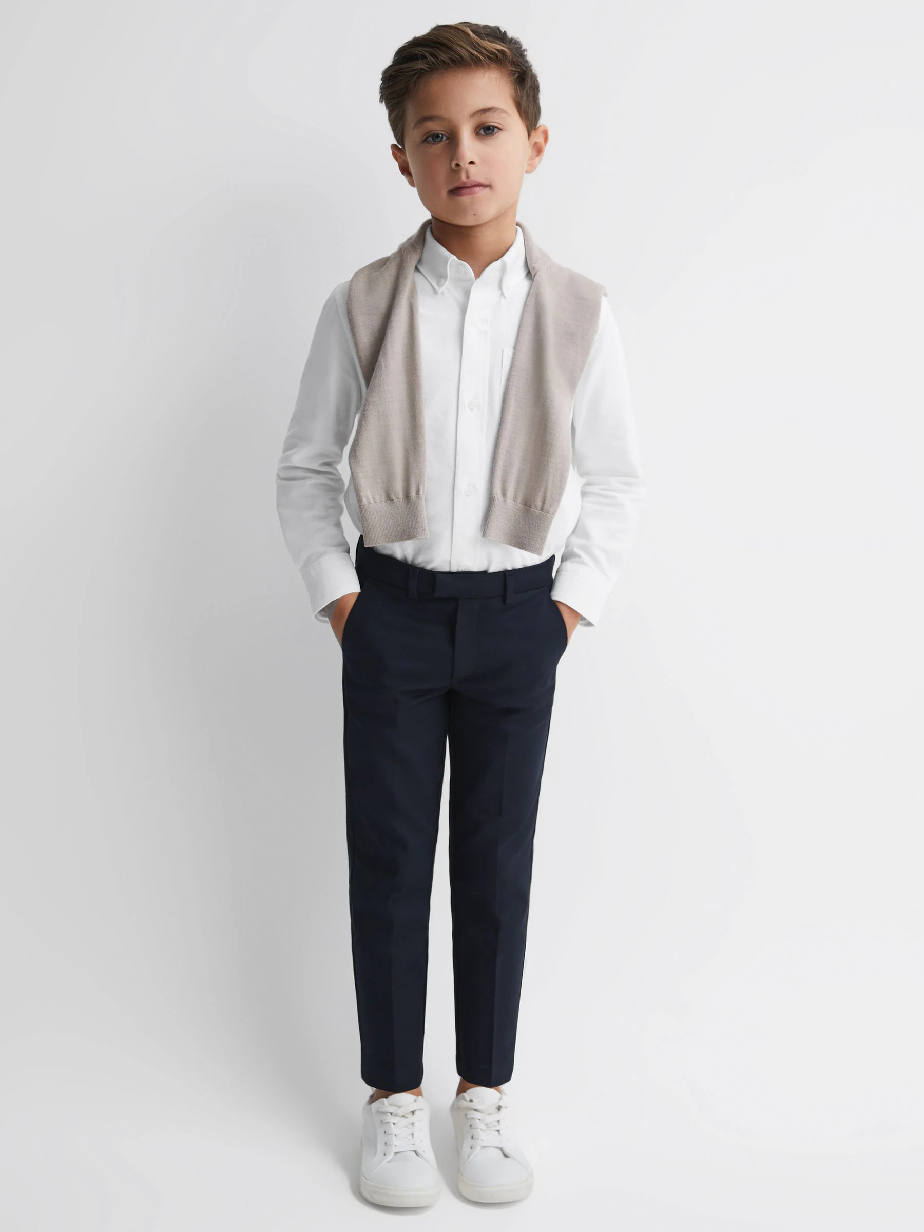 Wit - Reiss Greenwich Oxford overhemd met knopen
