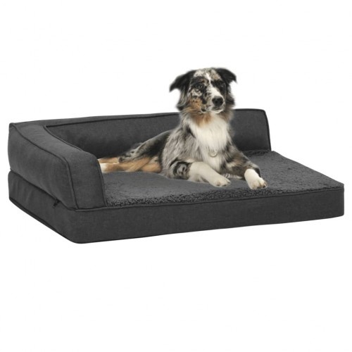 Sofá retangular acolchoado para cães Vidaxl com almofada cinza
