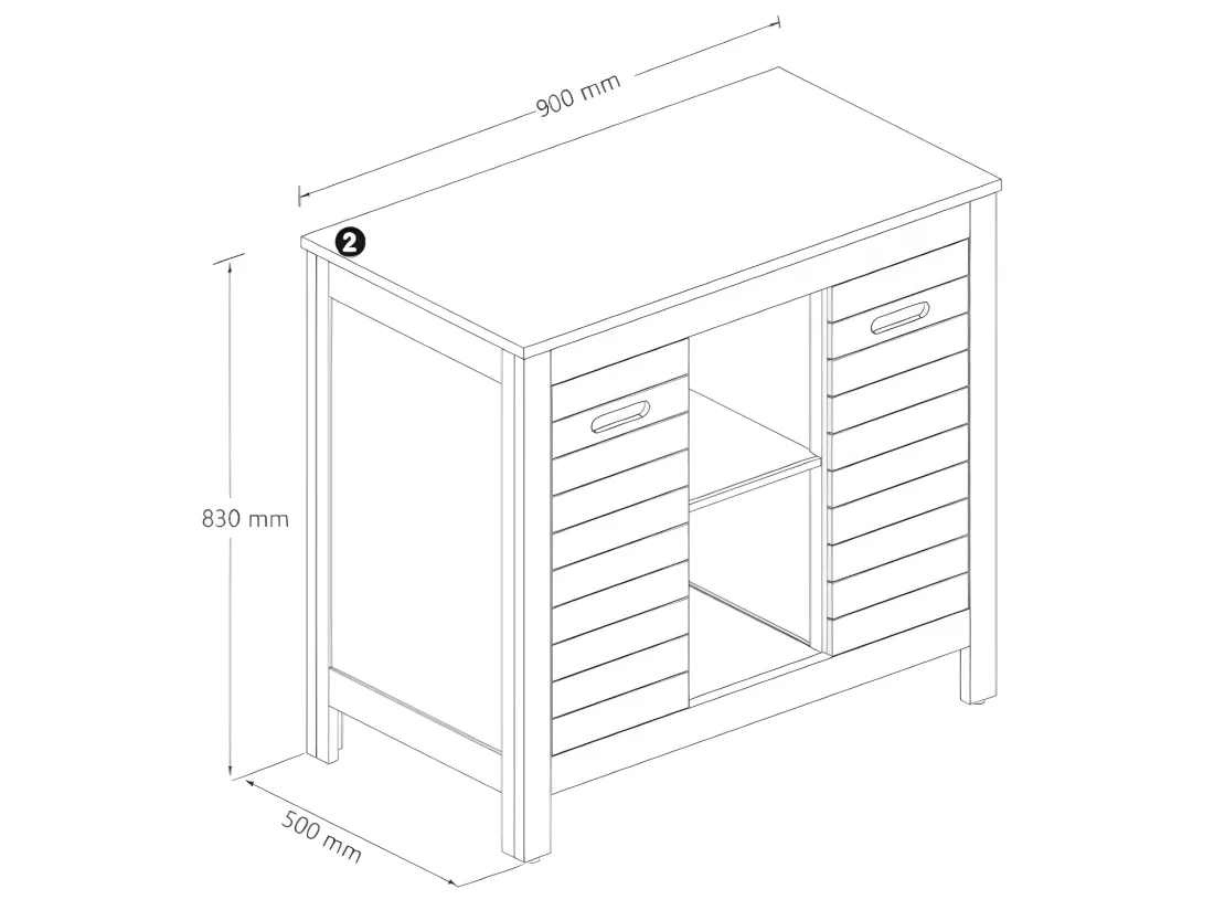 Meuble de salle de bain en bois d'acacia avec simple vasque - 90 cm - PULUKAN