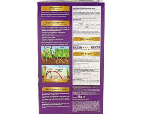 Compo gazonmeststof tegen onkruid en mos, 3 kg per 100 m²