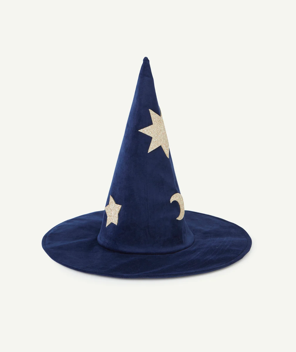 DÉGUISEMENT MAGICIEN EN VELOURS BLEU AVEC CHAPEAU ET CAPE