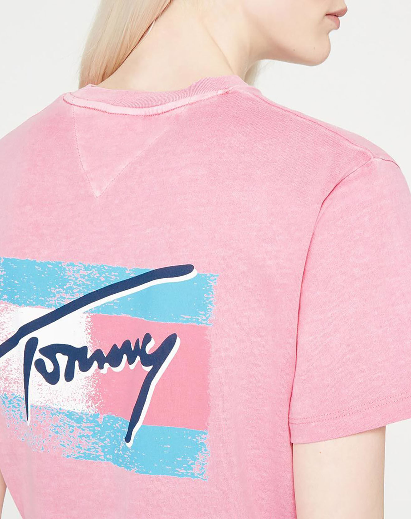Tommy Jeans T-Shirt 100% Coton Bio relaxed painted flag rose