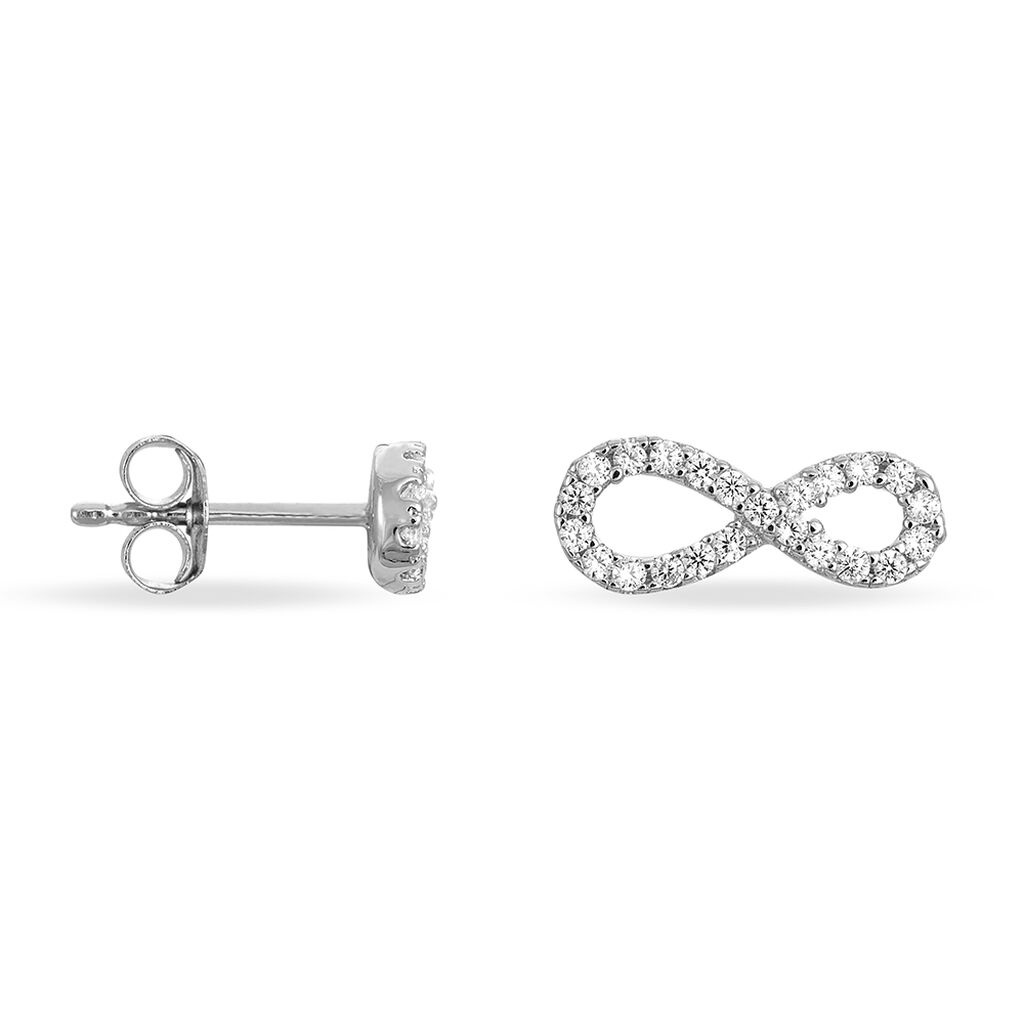 Boucles D'oreilles Puces Clélia Argent Blanc Oxyde De Zirconium