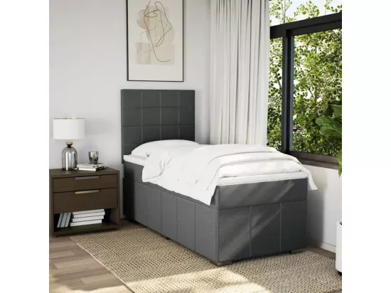 Sommier à lattes de lit et matelas Gris foncé 90x190 cm Tissu